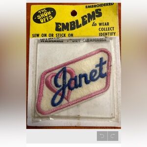 Emblems Patch 'The Show Offs' vintage 70s name Janet